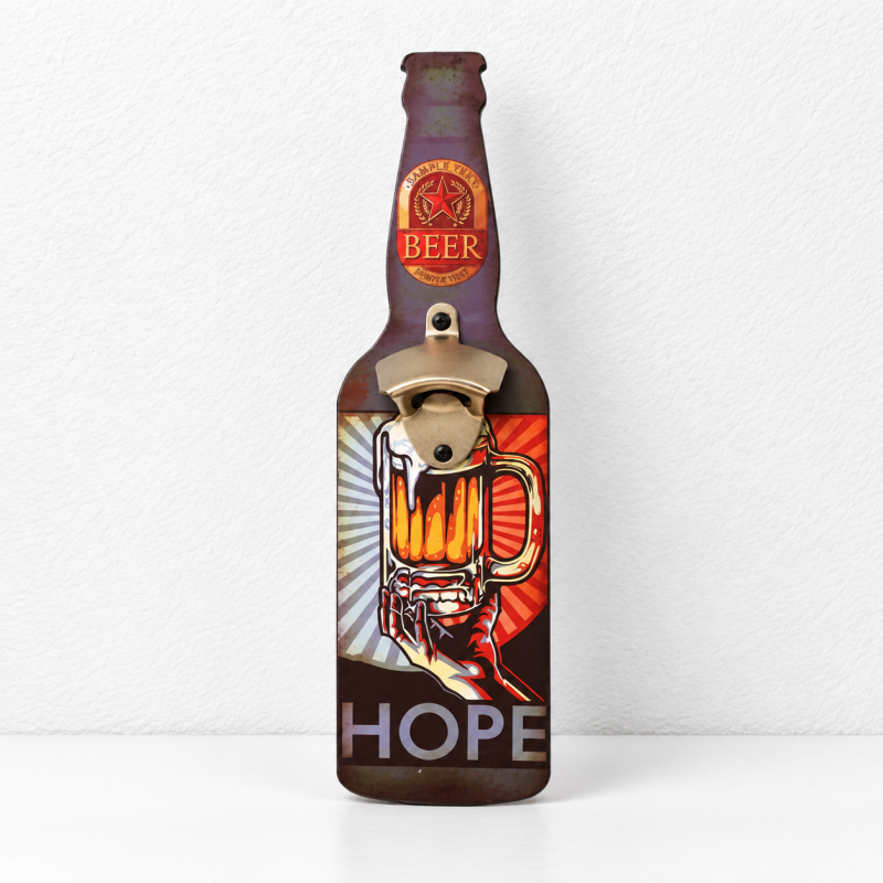 CouldNook Wall Mounted Bottle Opener - Bottle Silhouette And Printed Backing