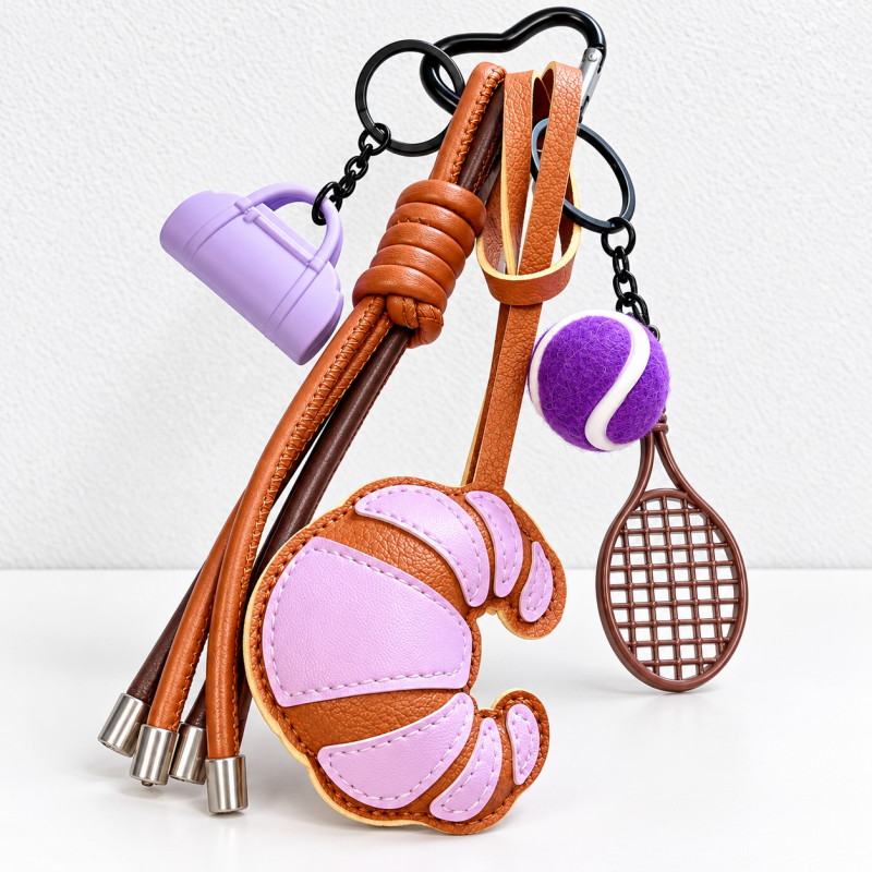 CouldNook Tennis Bag Charm - Croissant Detail and Knotted Hanging Strands