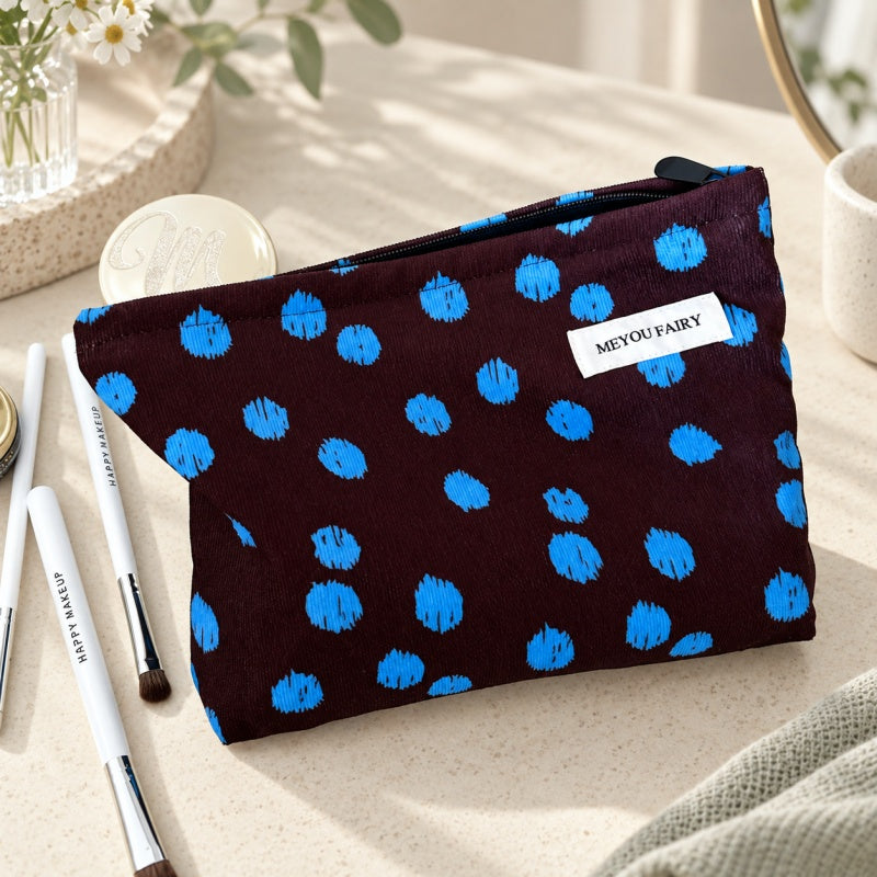CouldNook Dot Pattern Cosmetic Pouch - Ribbed Texture and Zipper