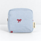 CouldNook Square Storage Pouch - Blue Stripes and Checks