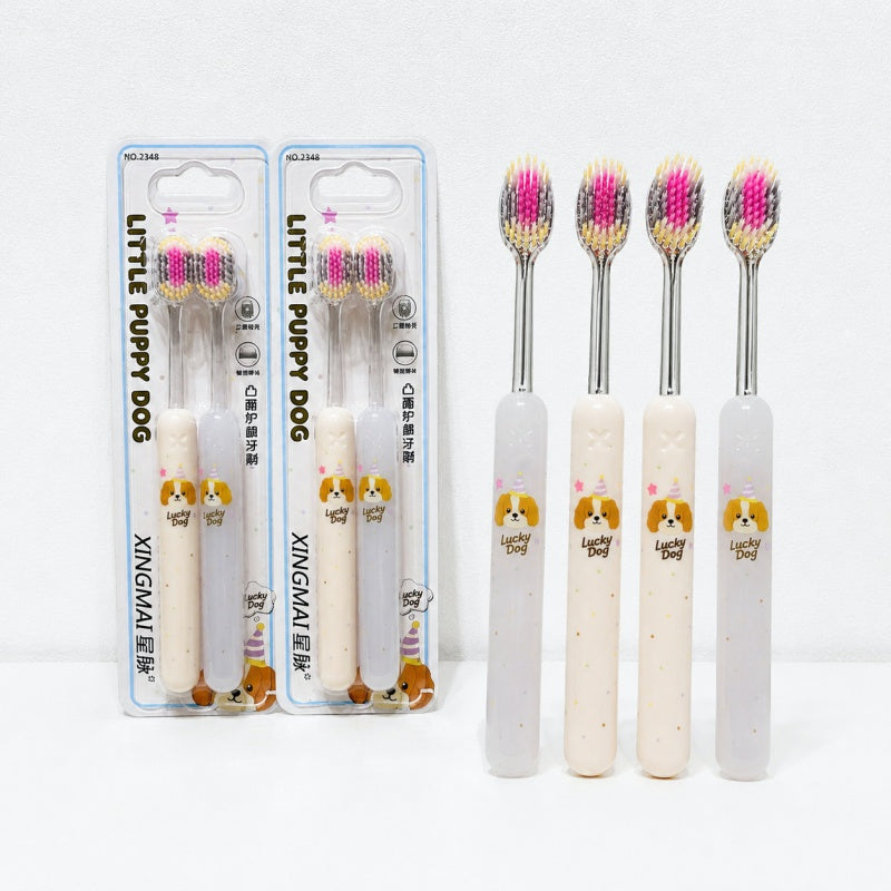 CouldNook Dog Pattern Toothbrush - Wide Head and Clear Handle