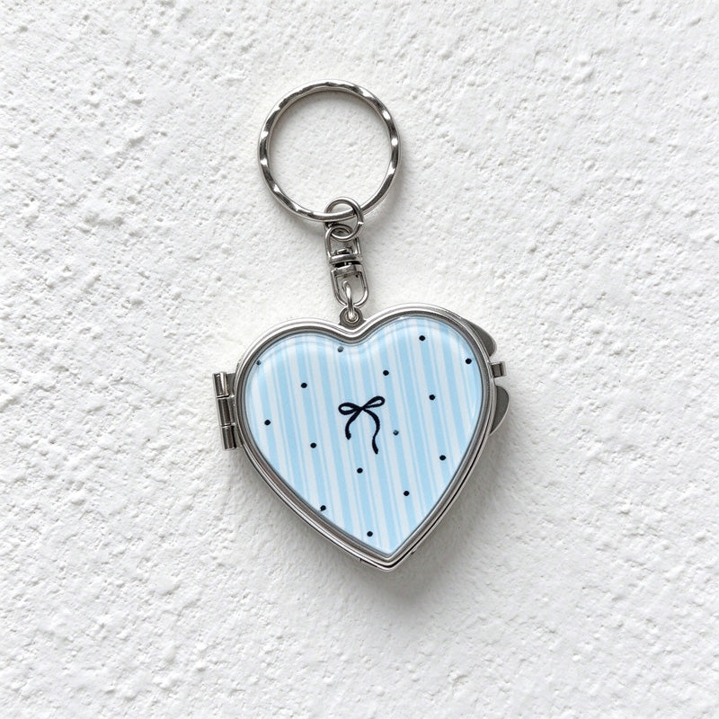 CouldNook Heart Mirror Keychain - Patterned Hinged Cover