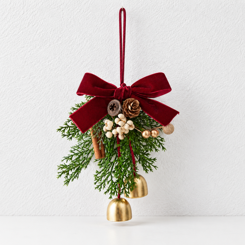 CouldNook Christmas Bell Hanging - Bow Wreath And Tree Design Choices