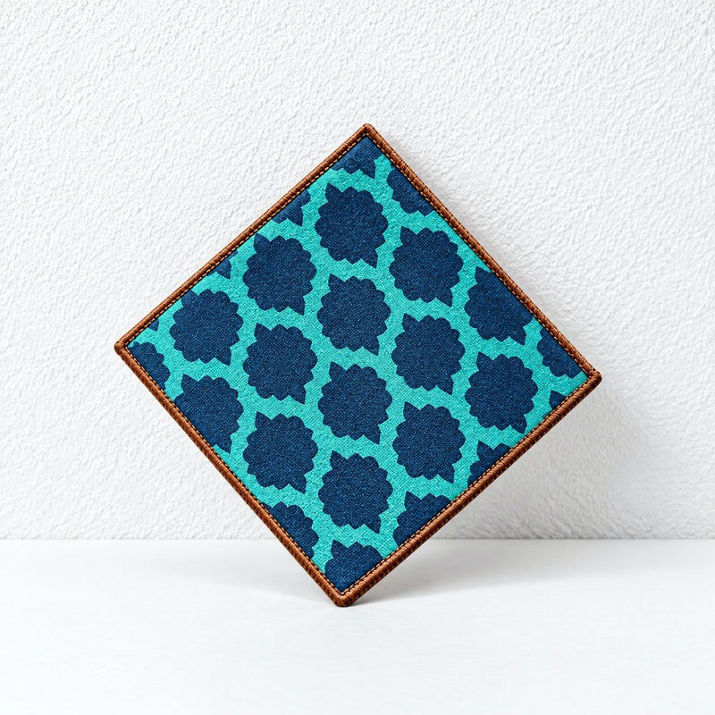 CouldNook Patterned Fabric Coaster - Square Shape and Contrasting Border
