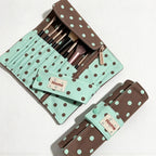 CouldNook Polka Dot Brush Roll - Individual Slots And Zippered Pocket