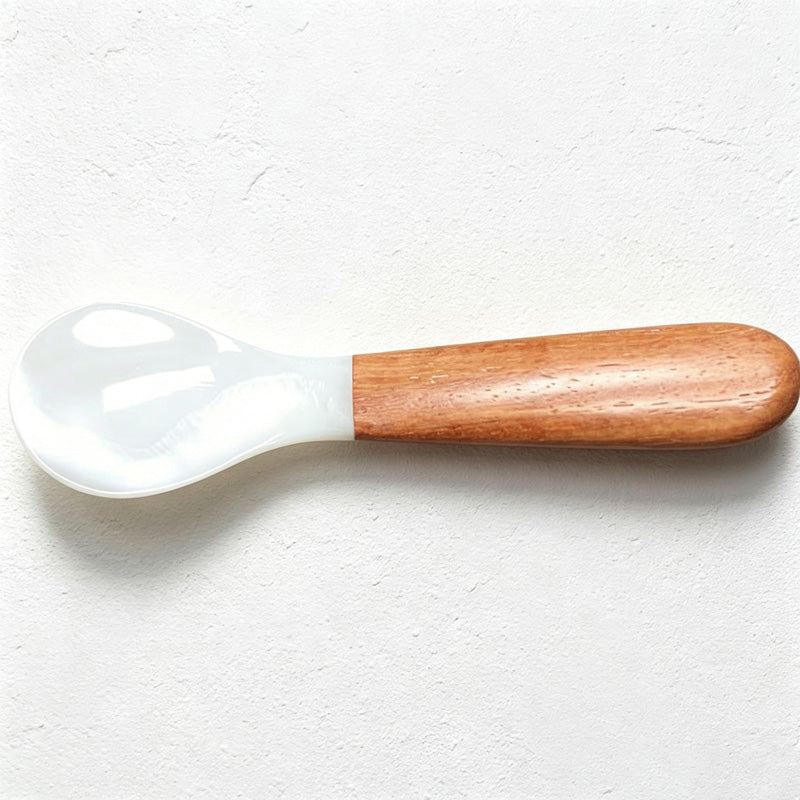 CouldNook Compact Shell Dessert Spoon - Natural Wood Handle