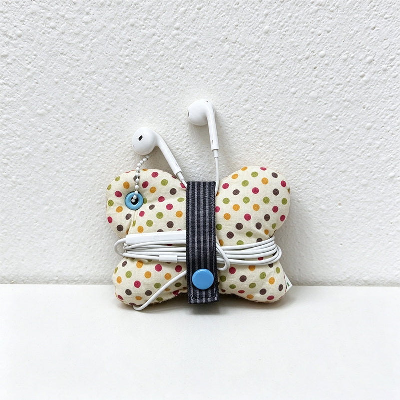 Butterfly Cable Organizer - Patterned Wings and Snap Strap
