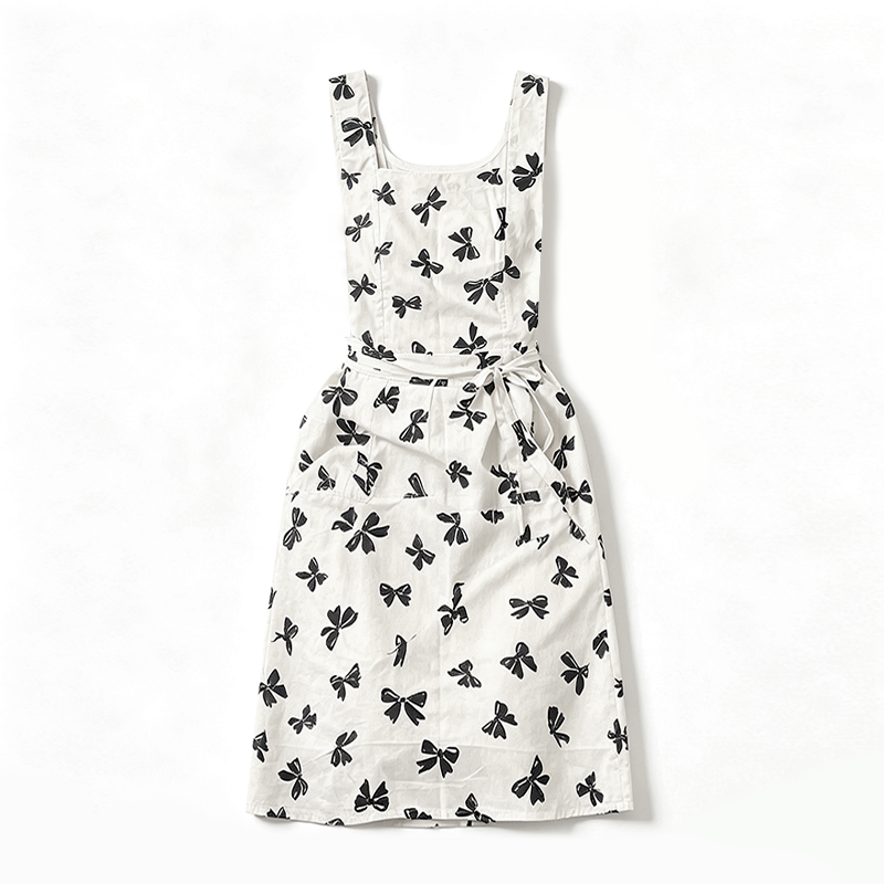 CouldNook Bow Print Crossback Apron - Graphic Kitchen Accent