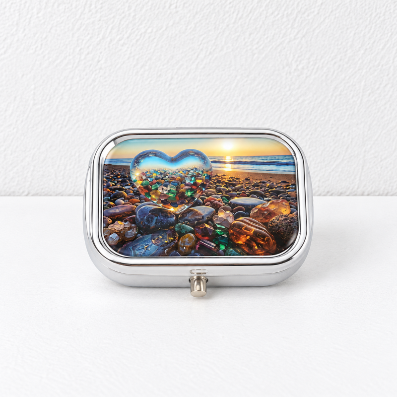 CouldNook Mirror Pill Box - Divided Interior And Rounded Rectangular Lid