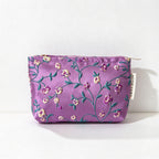 CouldNook Floral Vine Makeup Pouch - Textured Blossoms And Top Zipper