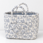 CouldNook Quilted Fabric Storage Basket - Twin Handles And Front Pocket