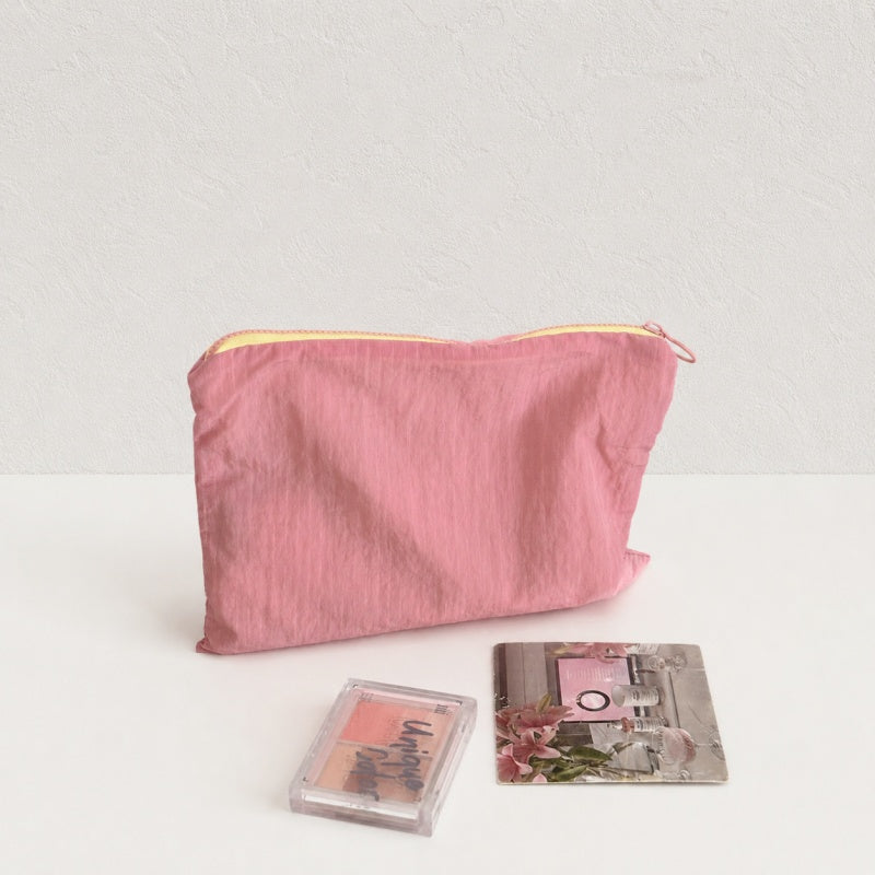 CouldNook Grid Color‑Block Zipper Pouch‑Macaron Portable Toiletry Storage Bag