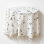 CouldNook Tassel Tablecloth - Floral Prints and Subtle Striped Pattern Options