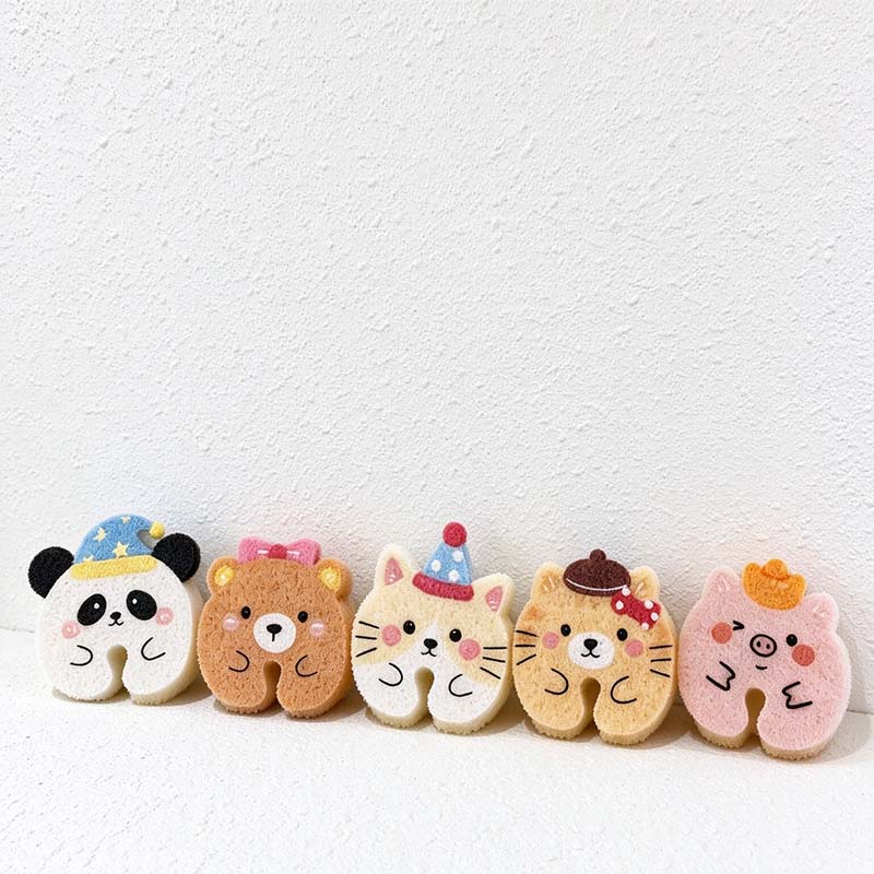 CouldNook Animal Dishwashing Sponge - Printed Face And Faucet-Hugging Notch