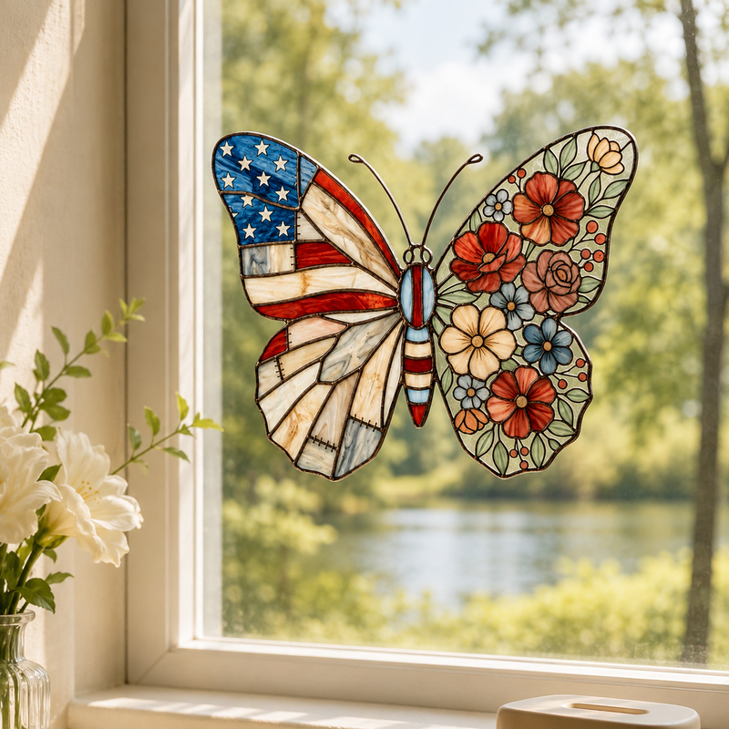 CouldNook Stained Glass Butterfly Suncatcher - Window Hanging Decor