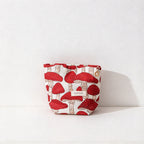 CouldNook Mushroom Makeup Pouch - Textured Canvas And Red Motifs