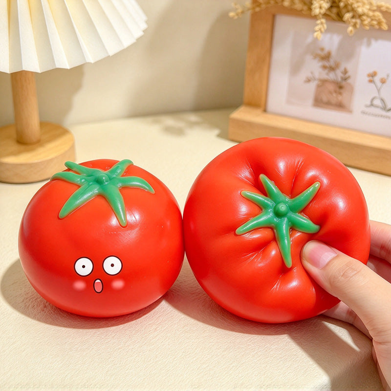 CouldNook Tomato Squeeze Toy - Glossy Leaf-Topped Shape