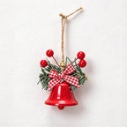 CouldNook Christmas Bell Ornament - Checkered Bows and Greenery Accents