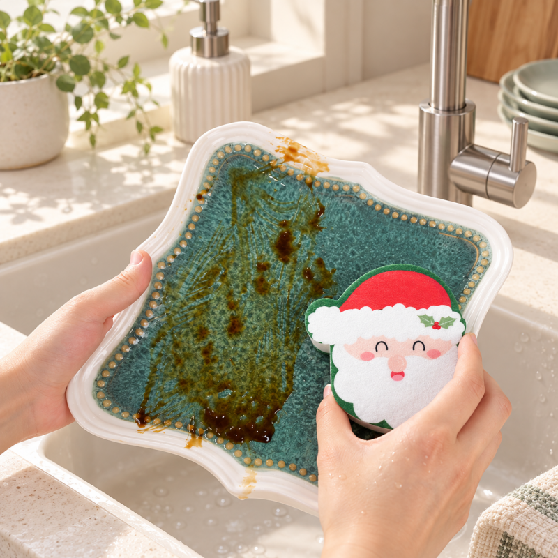Christmas Dishwashing Sponges with Printed Character Designs