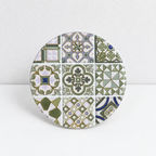 CouldNook Patterned Round Ceramic Coaster - Colorful Tile Designs Accent