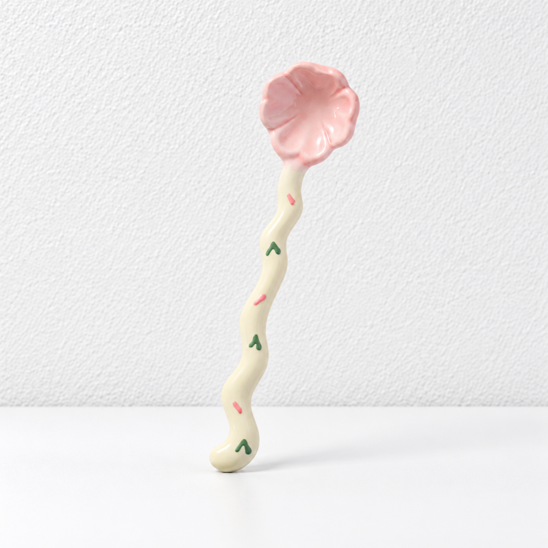 CouldNook Ceramic Long Handle Spoon - Pastel Sculpted Handle