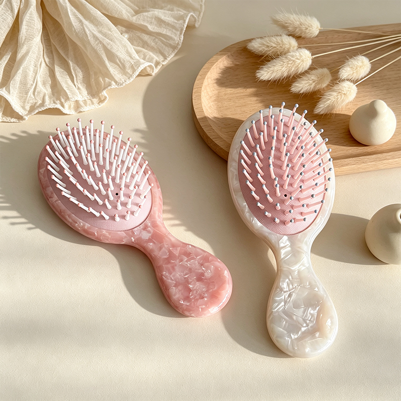 CouldNook Pearl Look Paddle Hair Brush - Handheld Grip Profile