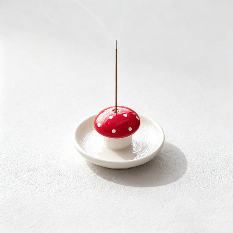 CouldNook Mushroom Incense Holder - Dotted Cap and Round Catch Tray