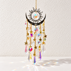 CouldNook Sun And Moon Suncatcher - Flame-Like Rays and Cascading Faceted Drops
