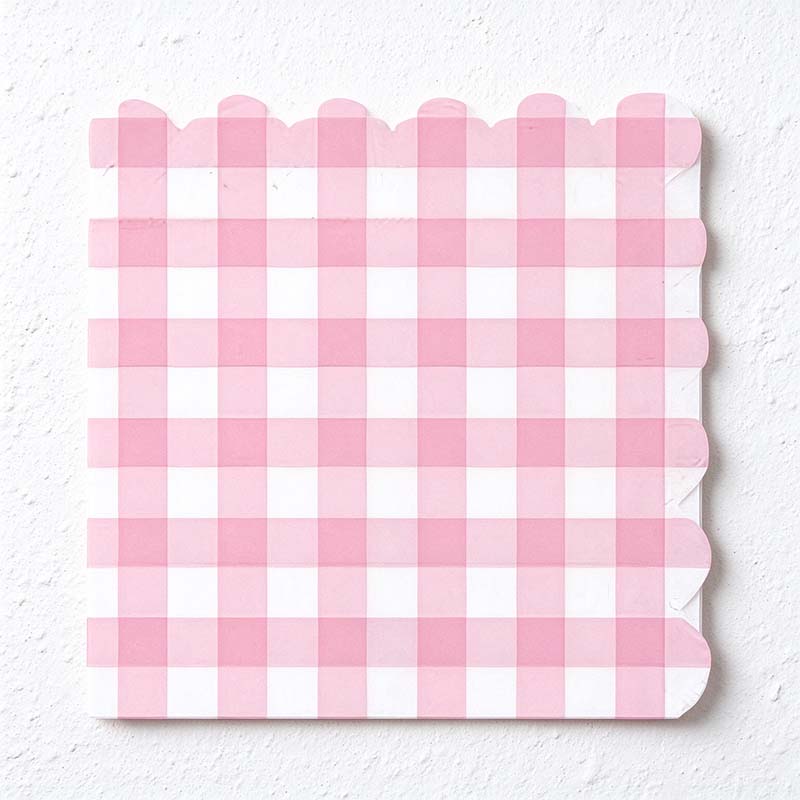 CouldNook Pink Gingham Party Tableware - Scalloped Plates And Matching Accessories