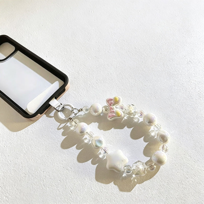 CloudNook Beaded Star Phone Charm‑Cute Handmade Wrist Strap