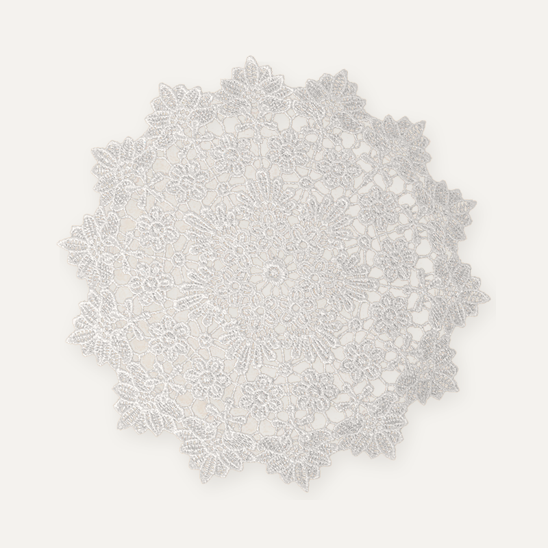 CouldNook Round Embroidered Lace Placemat - Floral Design Size Range
