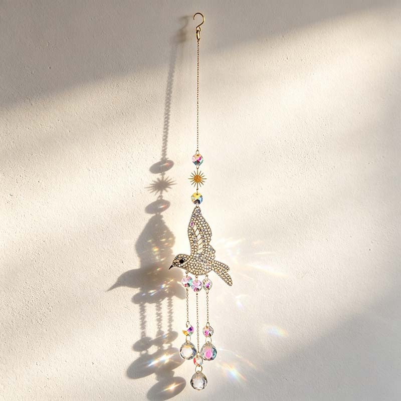 CouldNook Hummingbird Suncatcher - Feather Or Faceted Pendant Hanging Designs
