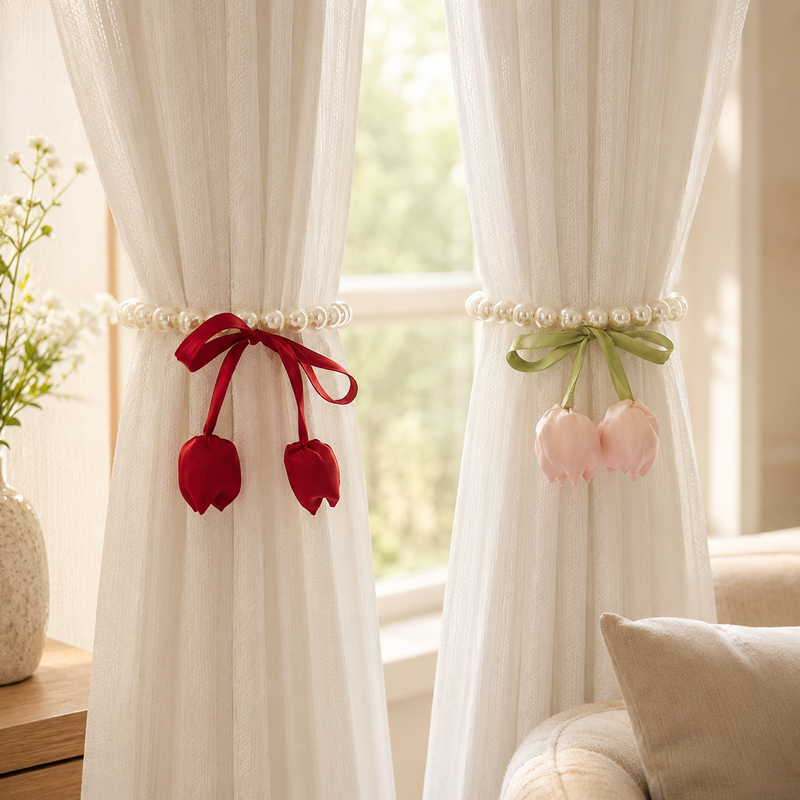 CouldNook Beaded Magnetic 2PCS Curtain Tieback - Window Drapery Accent