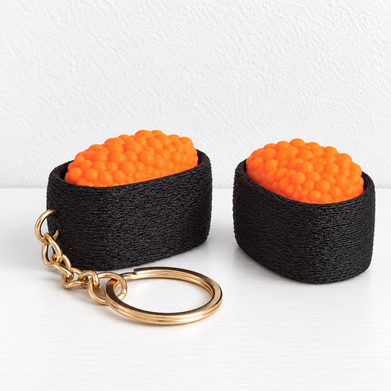 CouldNook Sushi Clicker Keychain - Textured Toppings and Miniature Rice Shapes