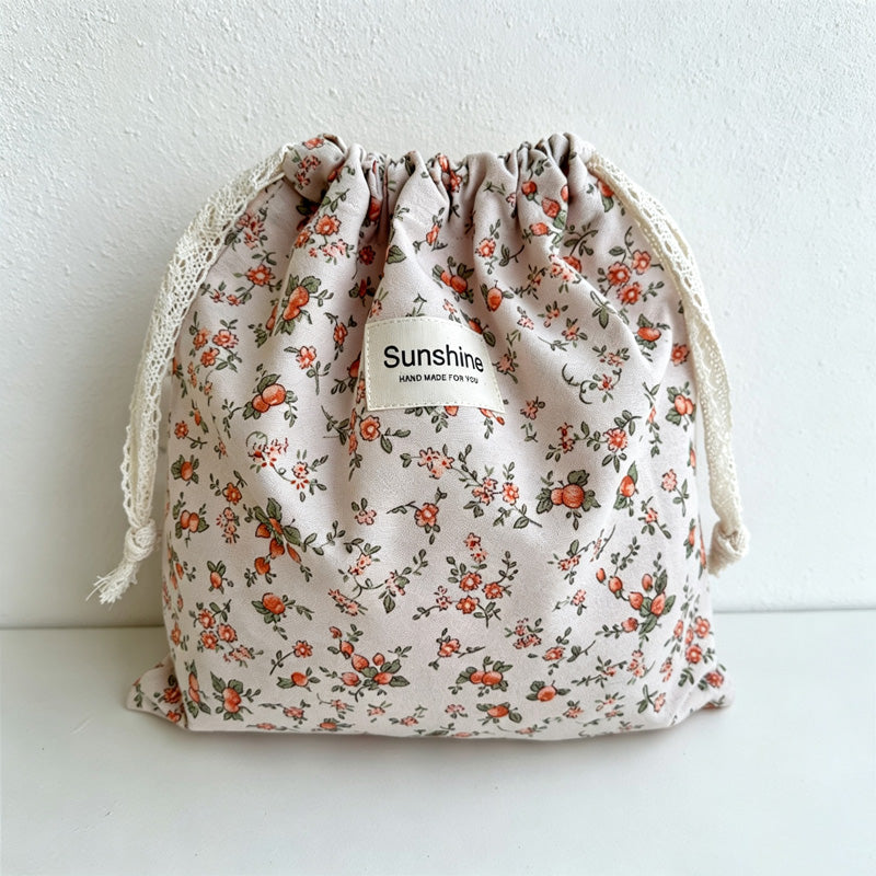 CouldNook Cotton Drawstring Bag - Eight Earth-Tone Floral Designs