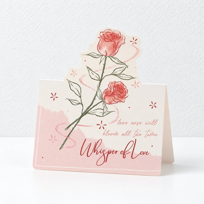 CouldNook Pink Rose Pop Up Card - Romantic Shaped Artwork