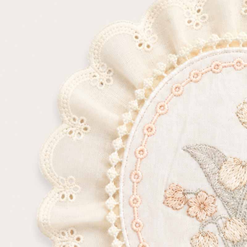 CouldNook Lily of the Valley Embroidered Lace Doily- Soft Dining Accent