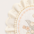 CouldNook Lily of the Valley Embroidered Lace Doily- Soft Dining Accent
