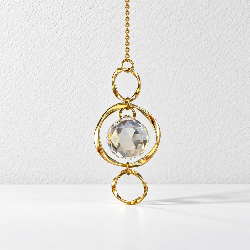 CouldNook Orb Suncatcher - Faceted Spheres and Gold-Toned Open Circular Frames