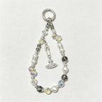 CloudNook Saturn Charm Phone Strap‑Crystal Pearl Wrist Lanyard