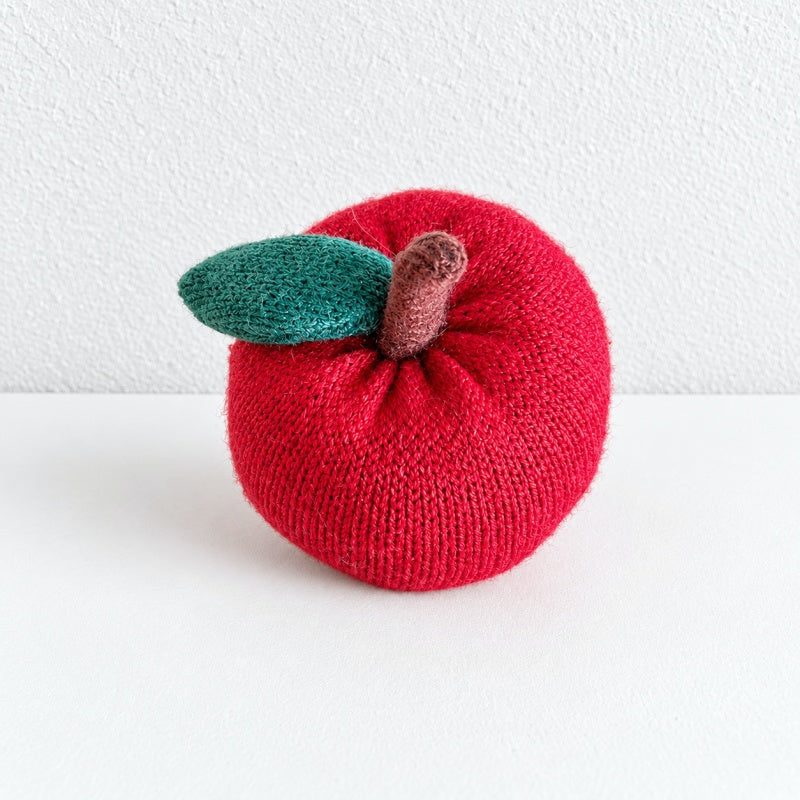 CouldNook Knitted Apple Ornament - Stem and Leaf Shelf Accent