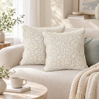 CouldNook Crochet Floral Cushion Cover - Openwork Medallions And Cotton Texture