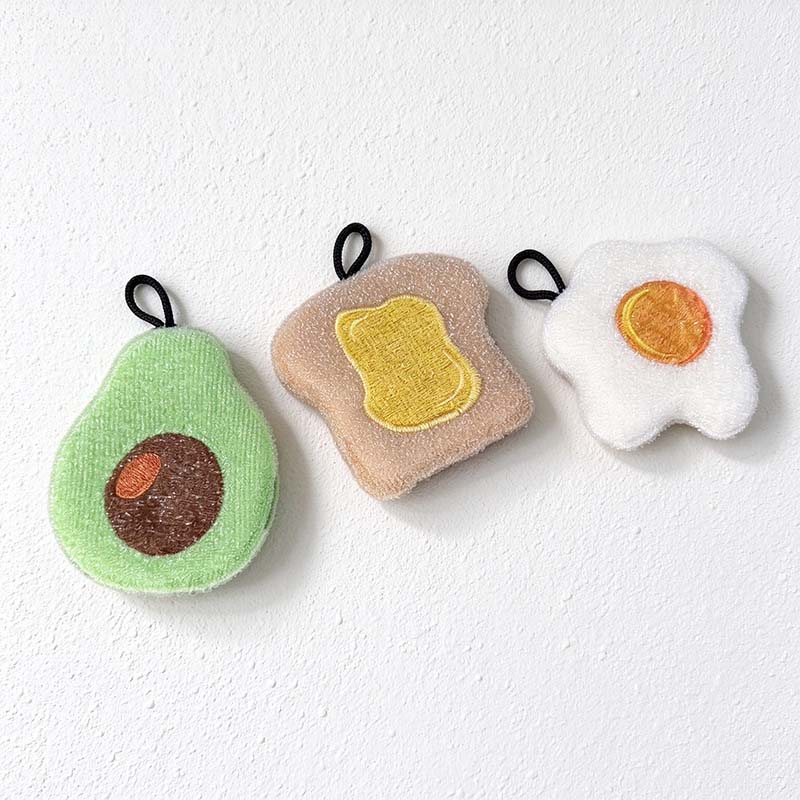 CouldNook Food Shaped Sponge Set - Colorful Scrubbing Faces And Hanging Loops