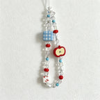 CouldNook Gingham Apple Beaded Phone Charm - Loop Cord Attachment