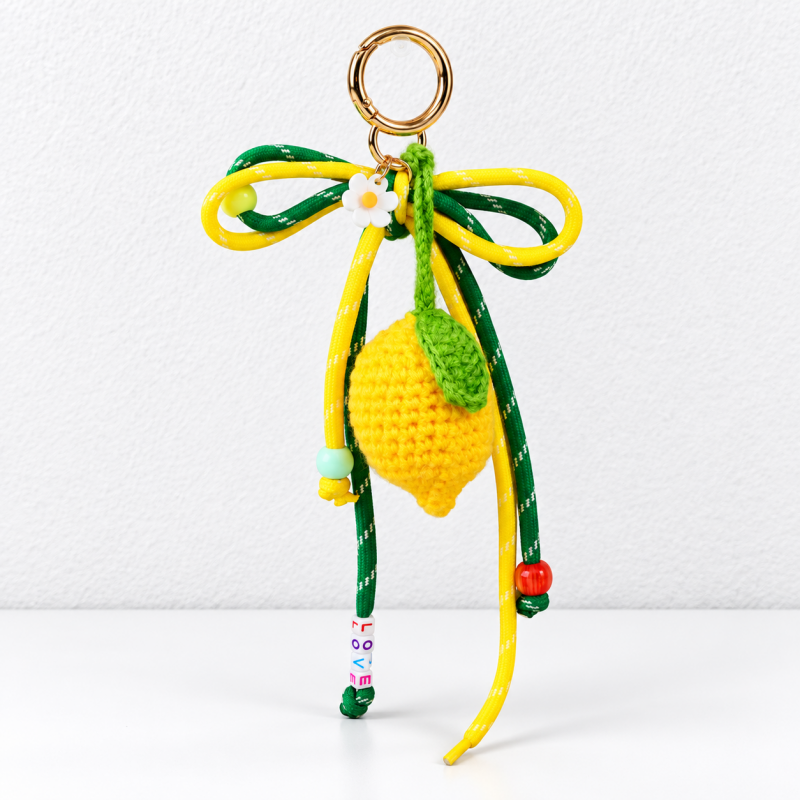 CouldNook Crochet Bag Charm - Clover or Lemon and Decorative Cords