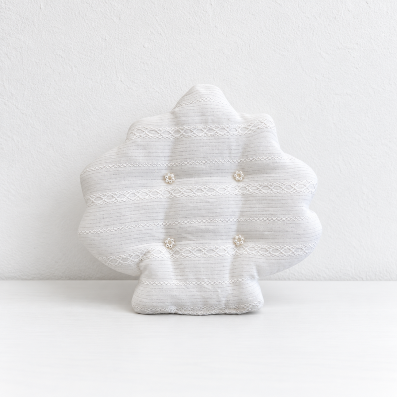 CouldNook Shell Shaped Lace Coaster - White Embroidered Layers