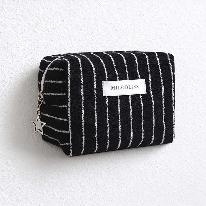 CouldNook Striped Cosmetic Bag - Towel Texture And Star Zipper Pull
