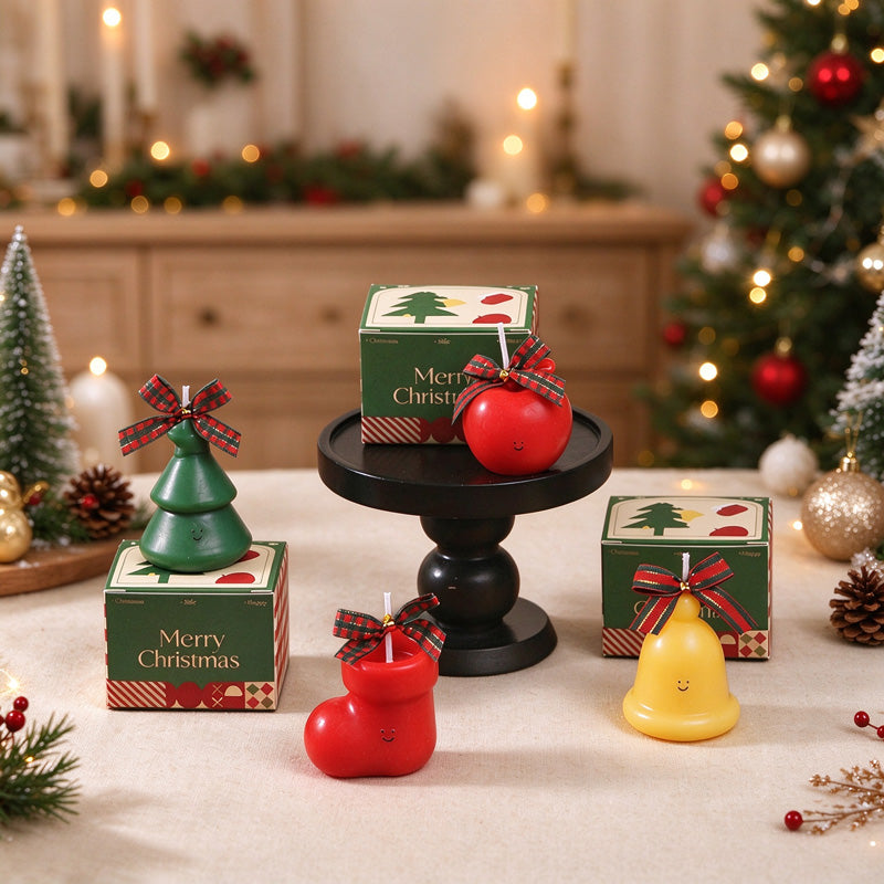 Christmas Scented Candle with Smiling Shape and Gift Box