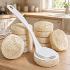 CouldNook Loofah Pot Brush - Replaceable Round Scrubbing Head