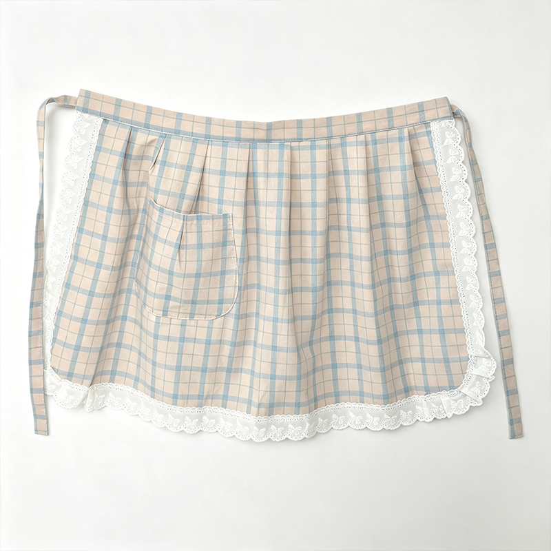 CouldNook Gingham Waist Apron - Lace Hem Breakfast Layer